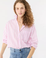 Load image into Gallery viewer, Weekender Shirt in White/Pink Multi Stripe Summer Cloth
