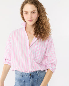 Weekender Shirt in White/Pink Multi Stripe Summer Cloth