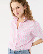 Load image into Gallery viewer, Weekender Shirt in White/Pink Multi Stripe Summer Cloth
