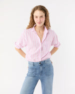 Load image into Gallery viewer, Weekender Shirt in White/Pink Multi Stripe Summer Cloth
