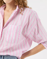 Load image into Gallery viewer, Weekender Shirt in White/Pink Multi Stripe Summer Cloth
