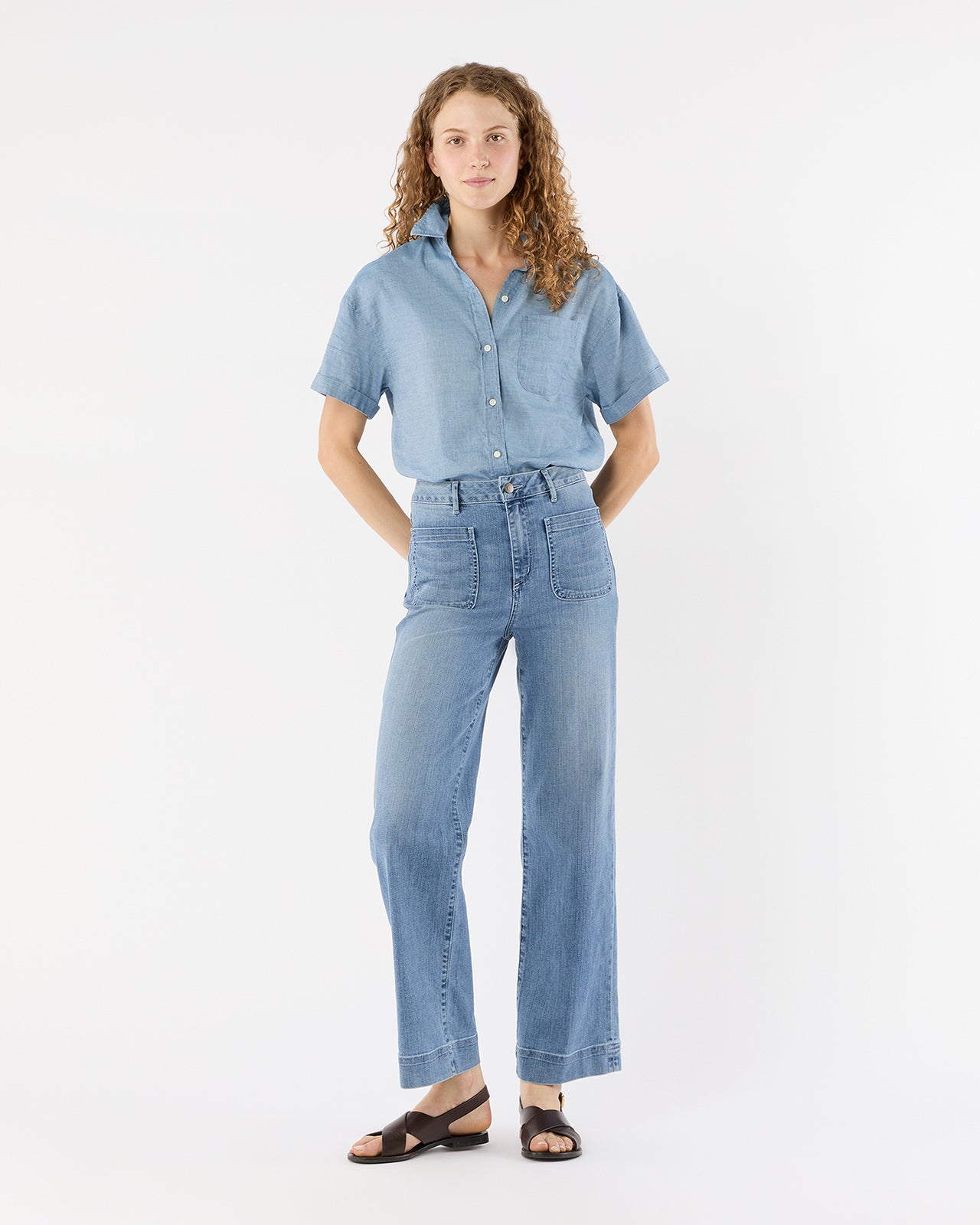 Agnes Shirt in Extra Light Washed Cotolino Chambray
