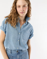 Agnes Shirt in Extra Light Washed Cotolino Chambray
