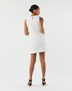 Load image into Gallery viewer, Susy Shift Dress in White Floral Chain Embroidery
