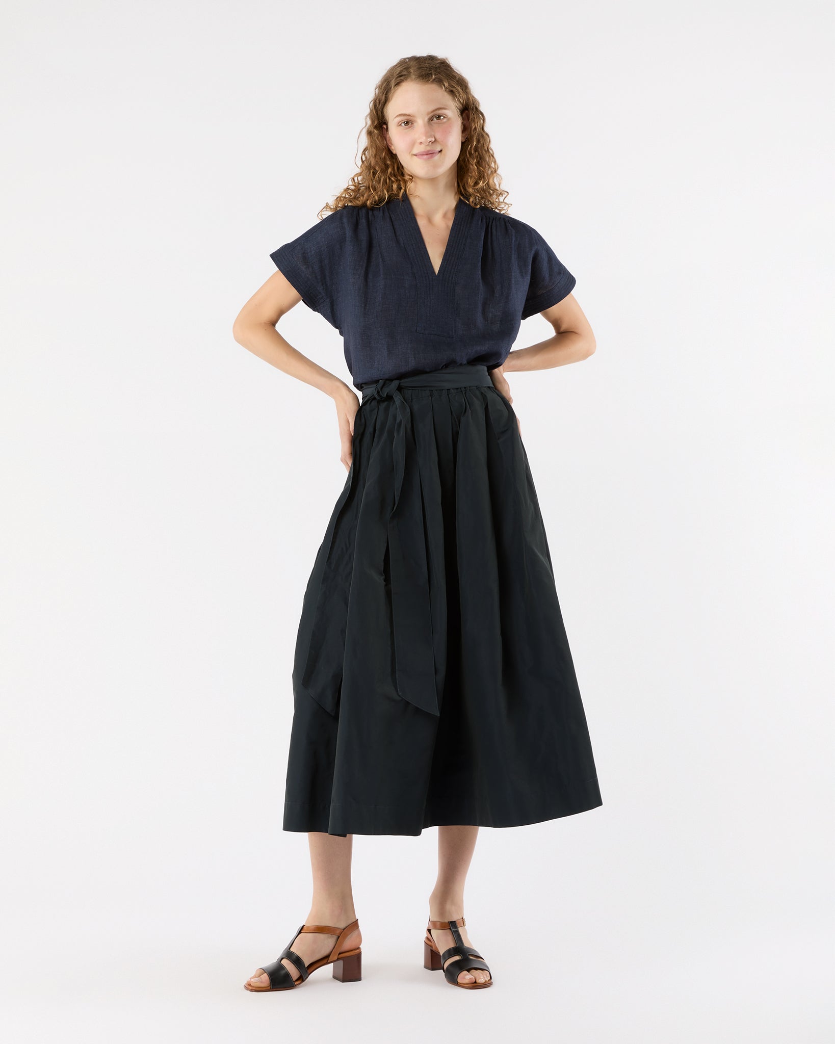 Libby Top in Navy Sahara Delave Linen