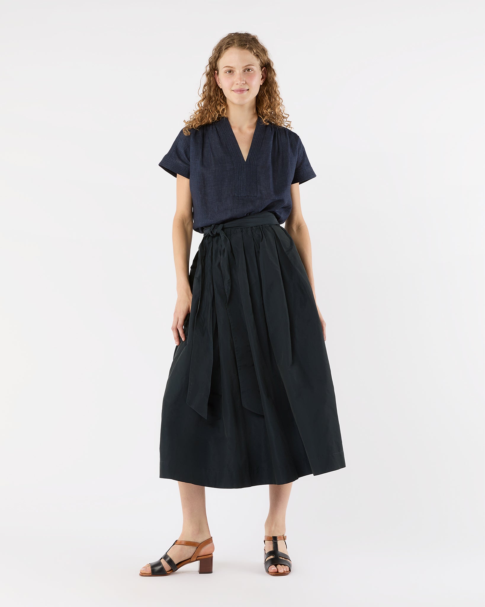 Libby Top in Navy Sahara Delave Linen