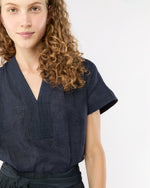 Load image into Gallery viewer, Libby Top in Navy Sahara Delave Linen
