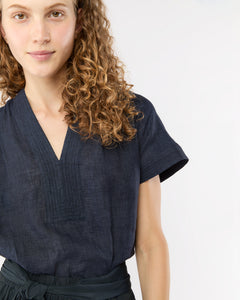 Libby Top in Navy Sahara Delave Linen