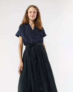 Libby Top in Navy Sahara Delave Linen