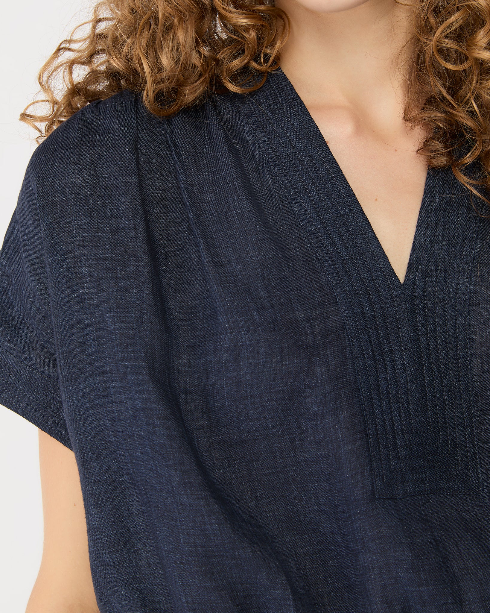 Libby Top in Navy Sahara Delave Linen