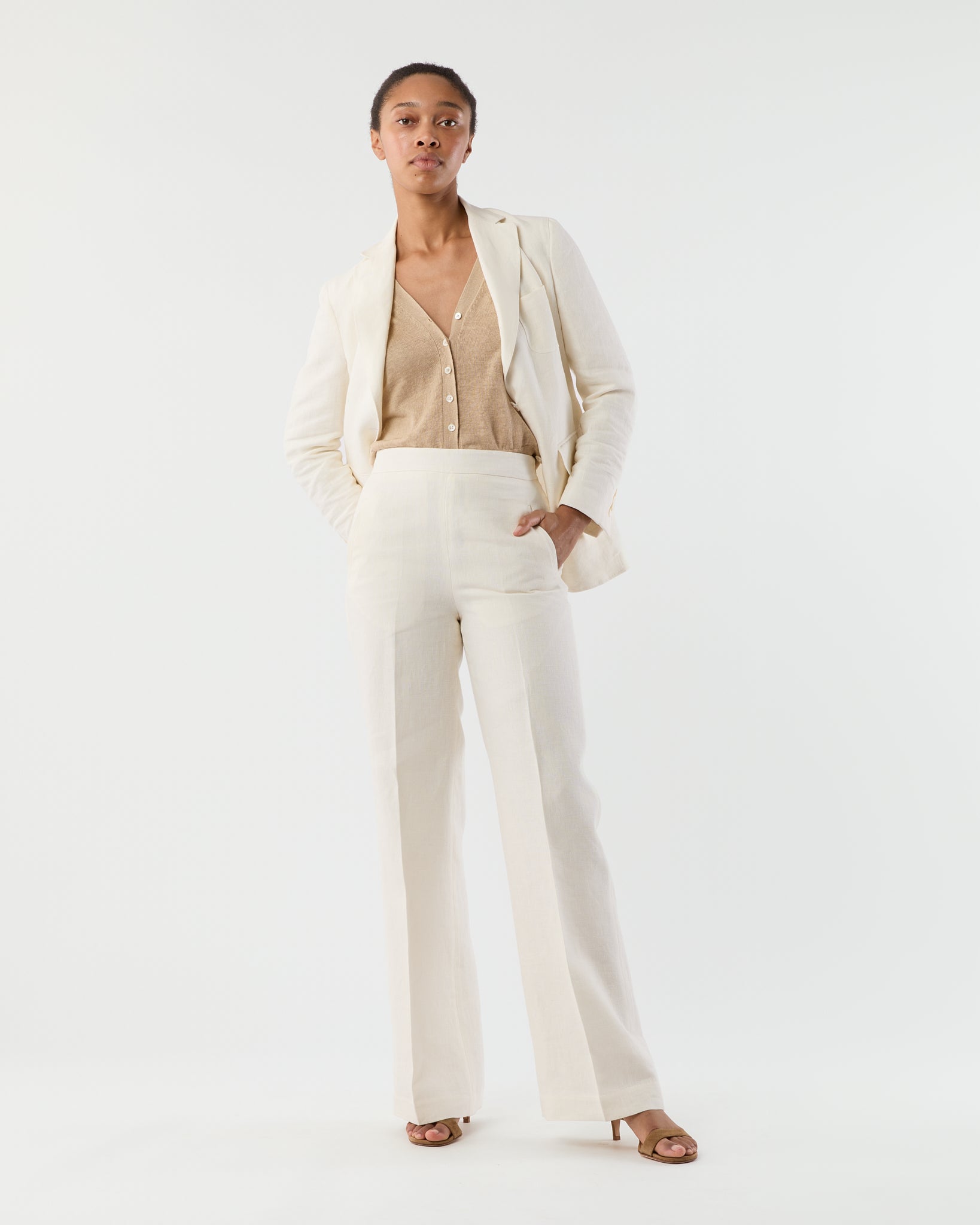 Hutton Pant in White Linen