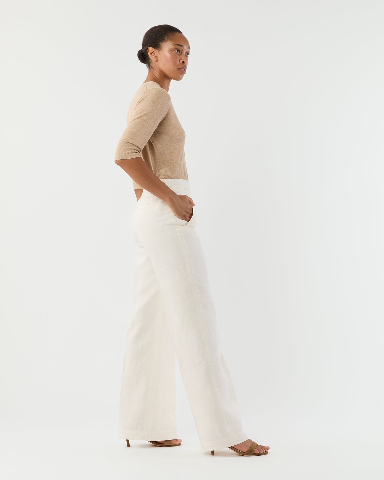Hutton Pant in White Linen