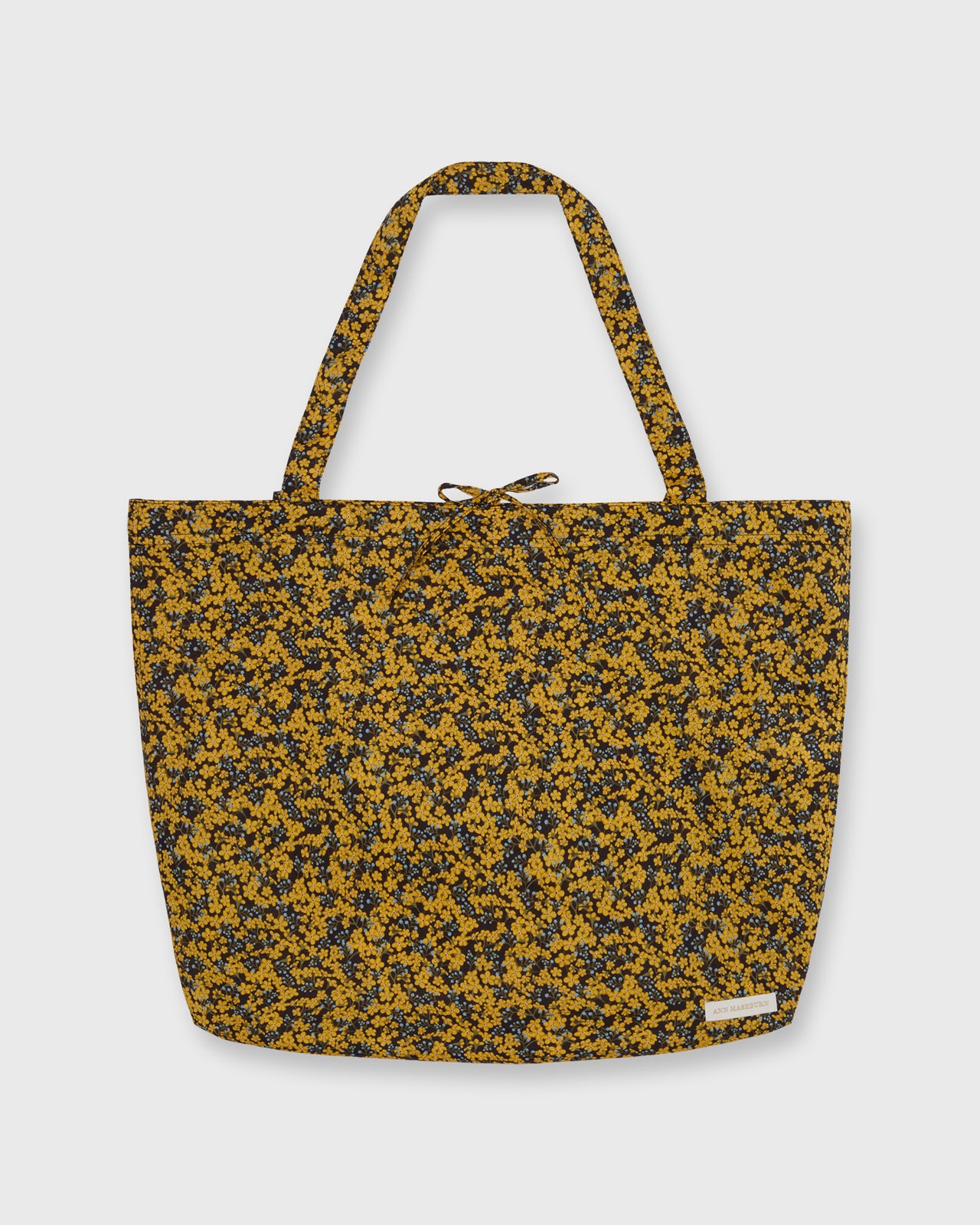 Reusable Tote Bag in Yellow/Blue/Brown Star Anise Liberty Fabric