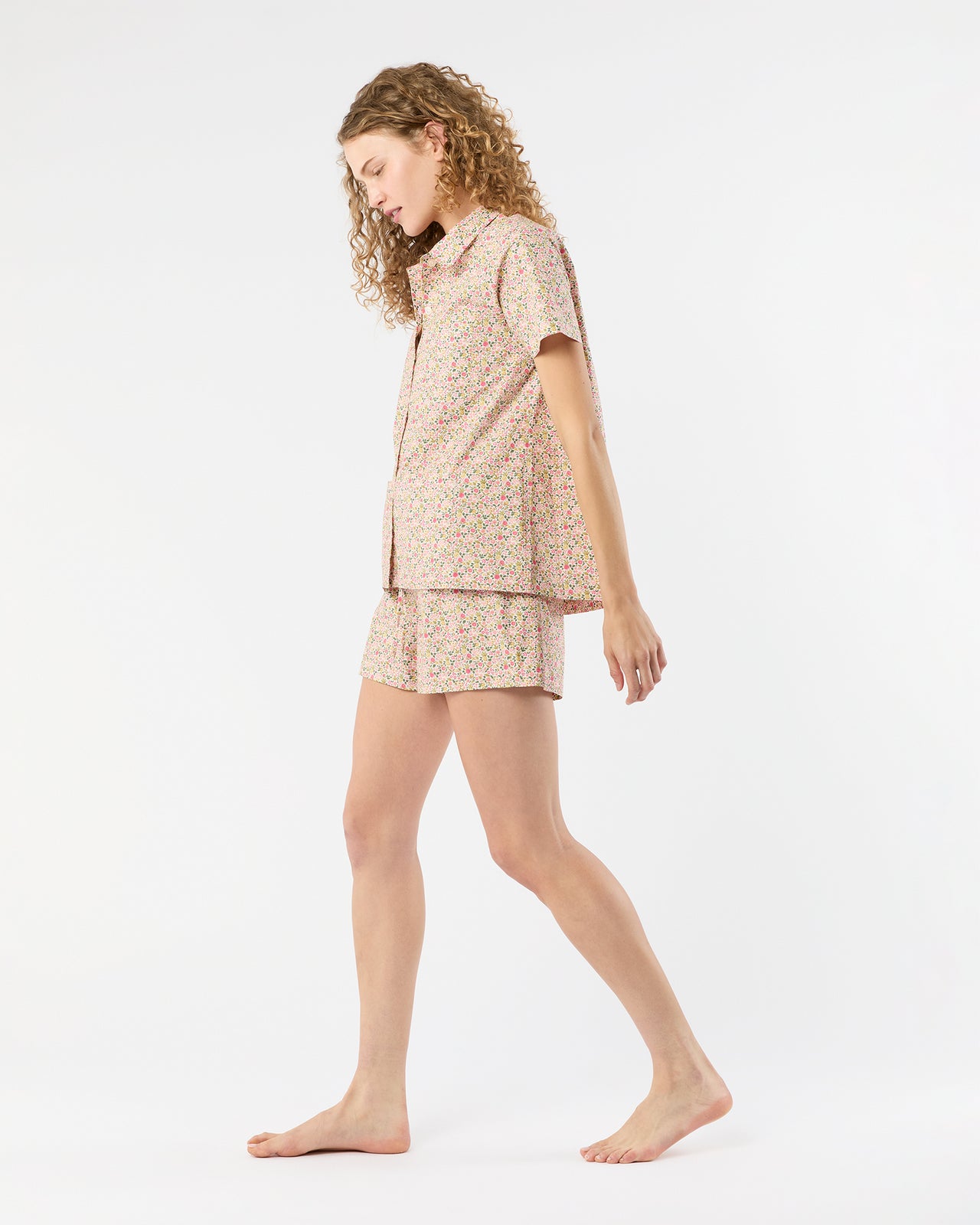 Jasmine Pajama Shorts Set in Pink/Green Astrid Niva Liberty Fabric