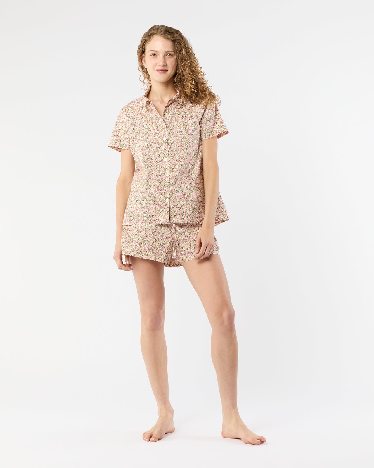 Jasmine Pajama Shorts Set in Pink/Green Astrid Niva Liberty Fabric