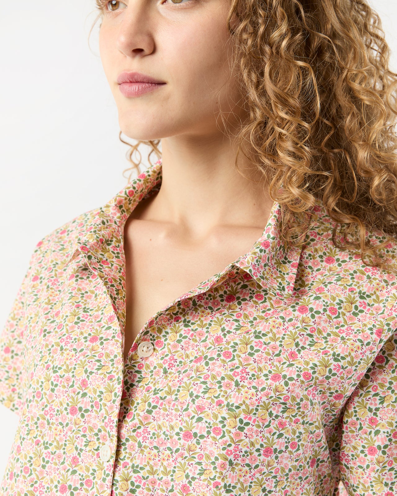 Jasmine Pajama Shorts Set in Pink/Green Astrid Niva Liberty Fabric