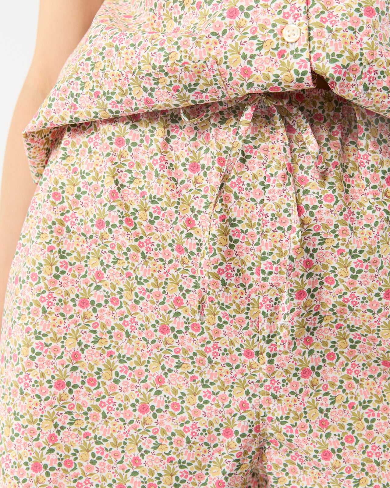Jasmine Pajama Shorts Set in Pink/Green Astrid Niva Liberty Fabric