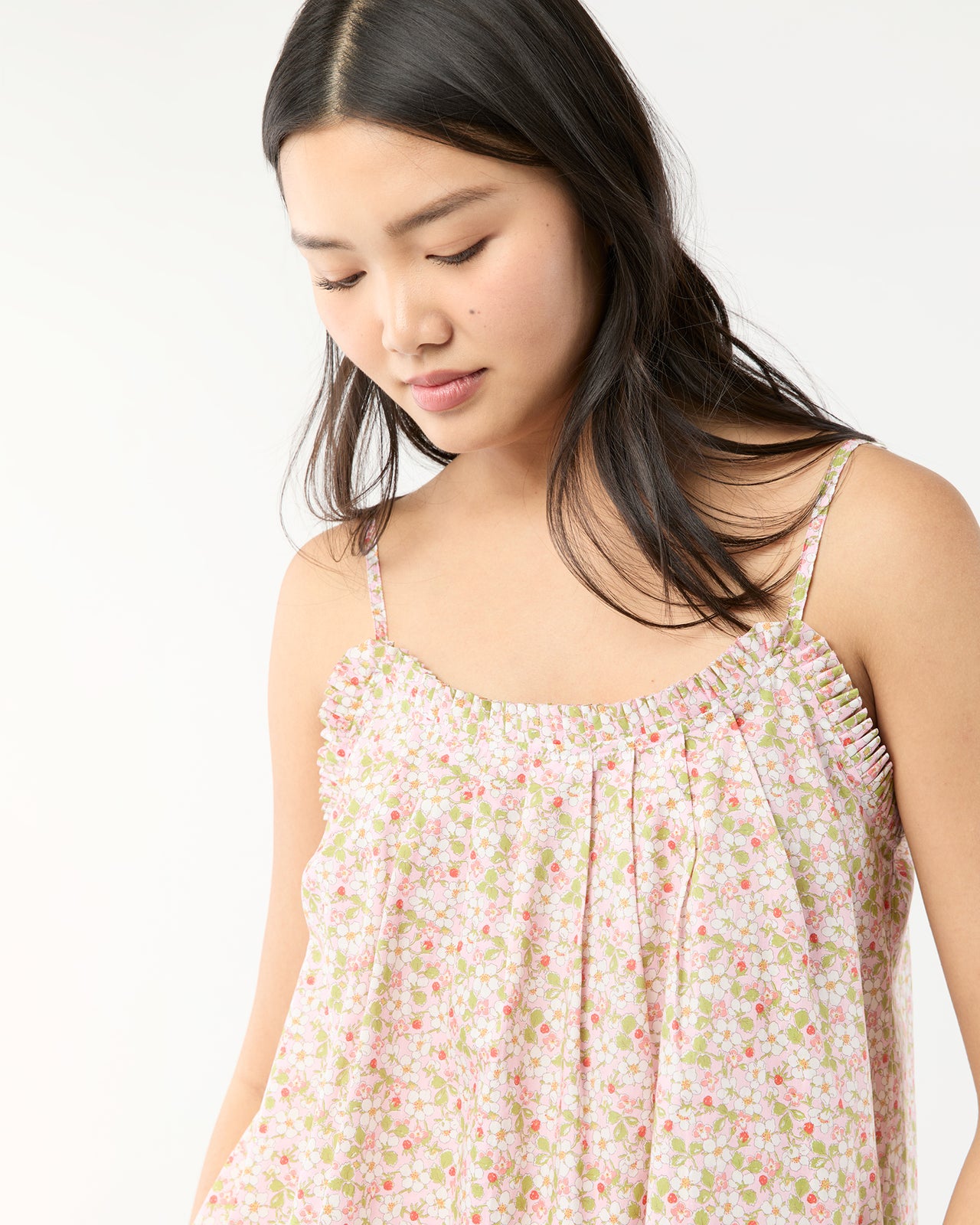 Lena Slip in Pink/Green Paysanne Blossom Liberty Fabric