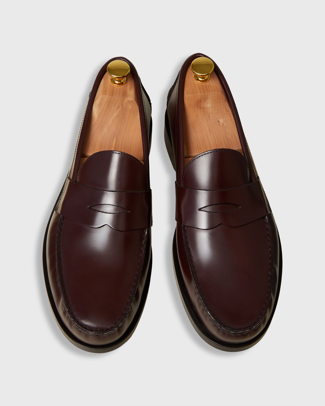 Handsewn Penny Loafer in Burgundy Spazzolato Calf