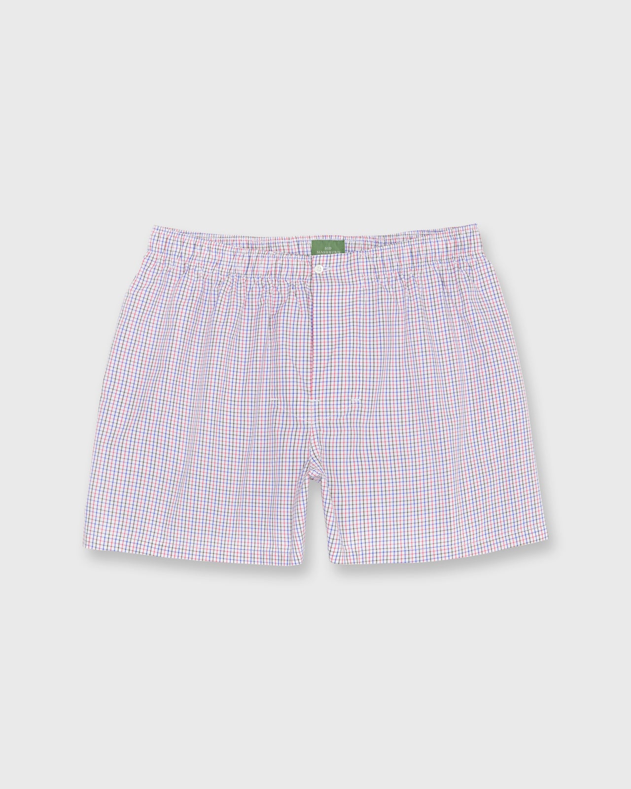Button-Front Boxer Short in Nantucket/Spruce/Navy Tattersall Poplin