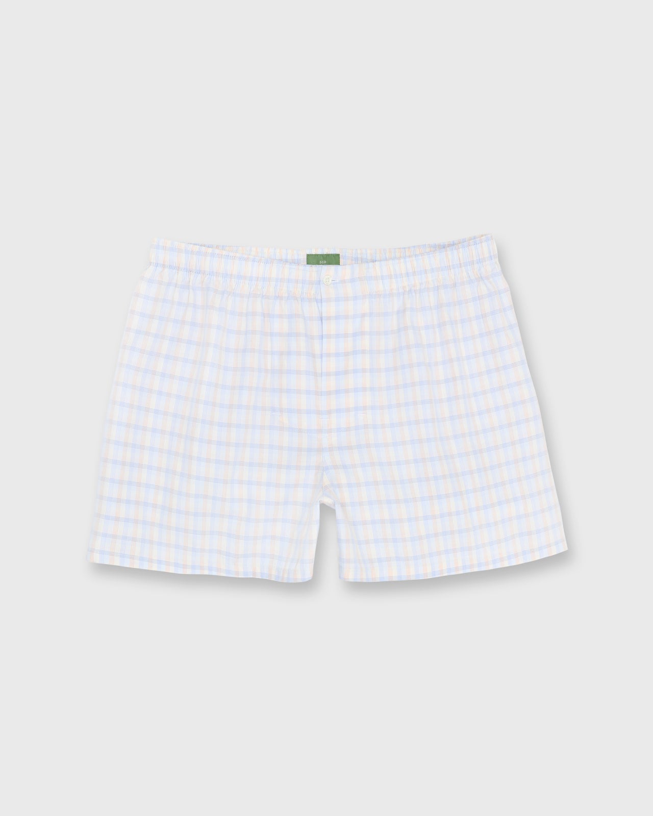 Button-Front Boxer Short in Yellow/Orange/Sky Plaid Poplin