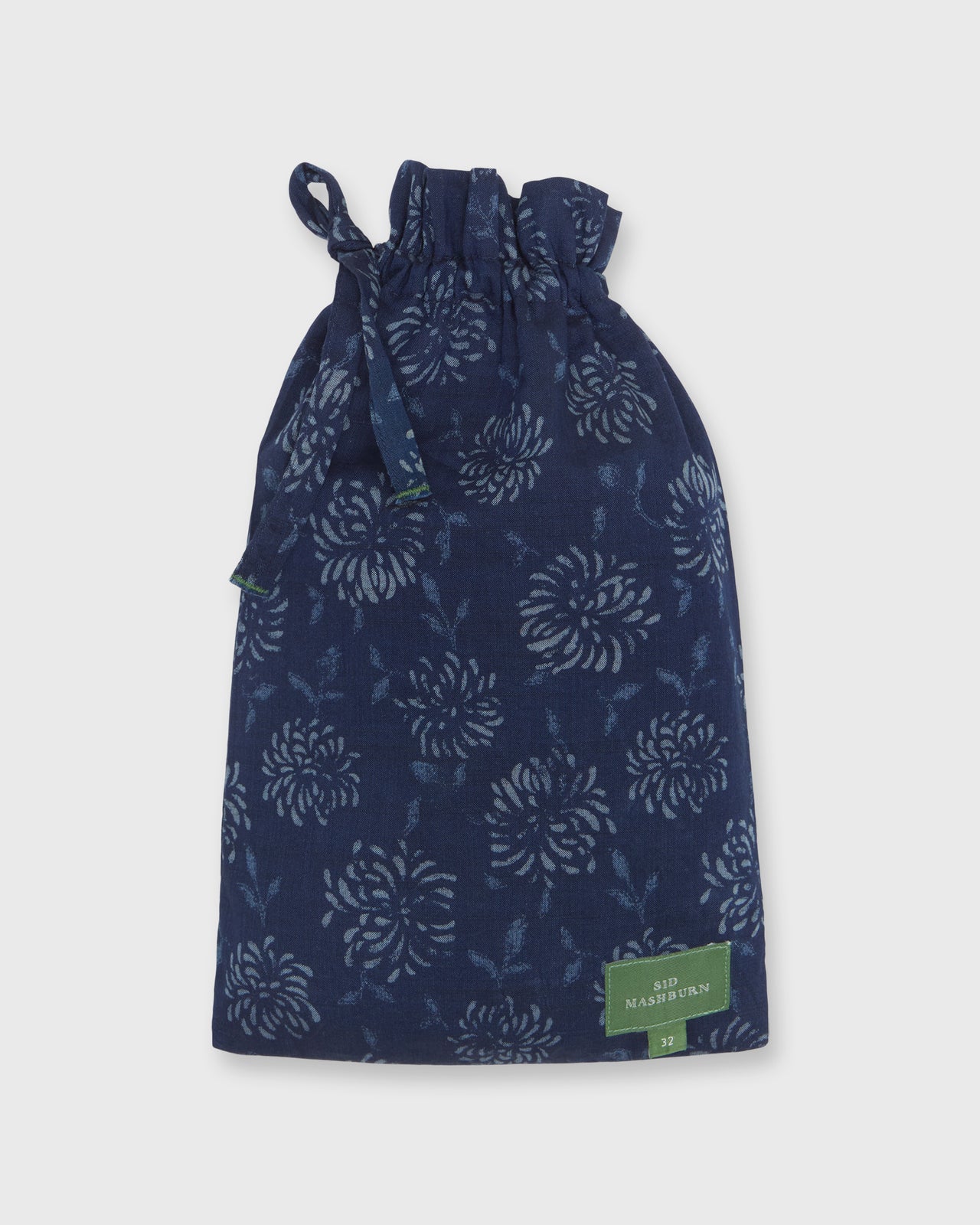 Button-Front Boxer Short in Navy/Slate Floral Print Linen Poplin