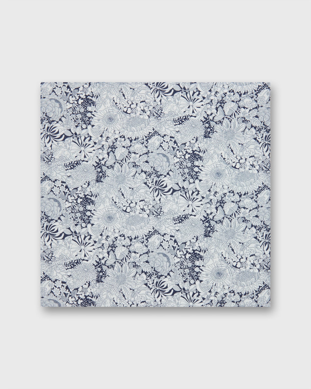 Linen/Cotton Print Pocket Square in Navy/White Fairyland Liberty Fabric