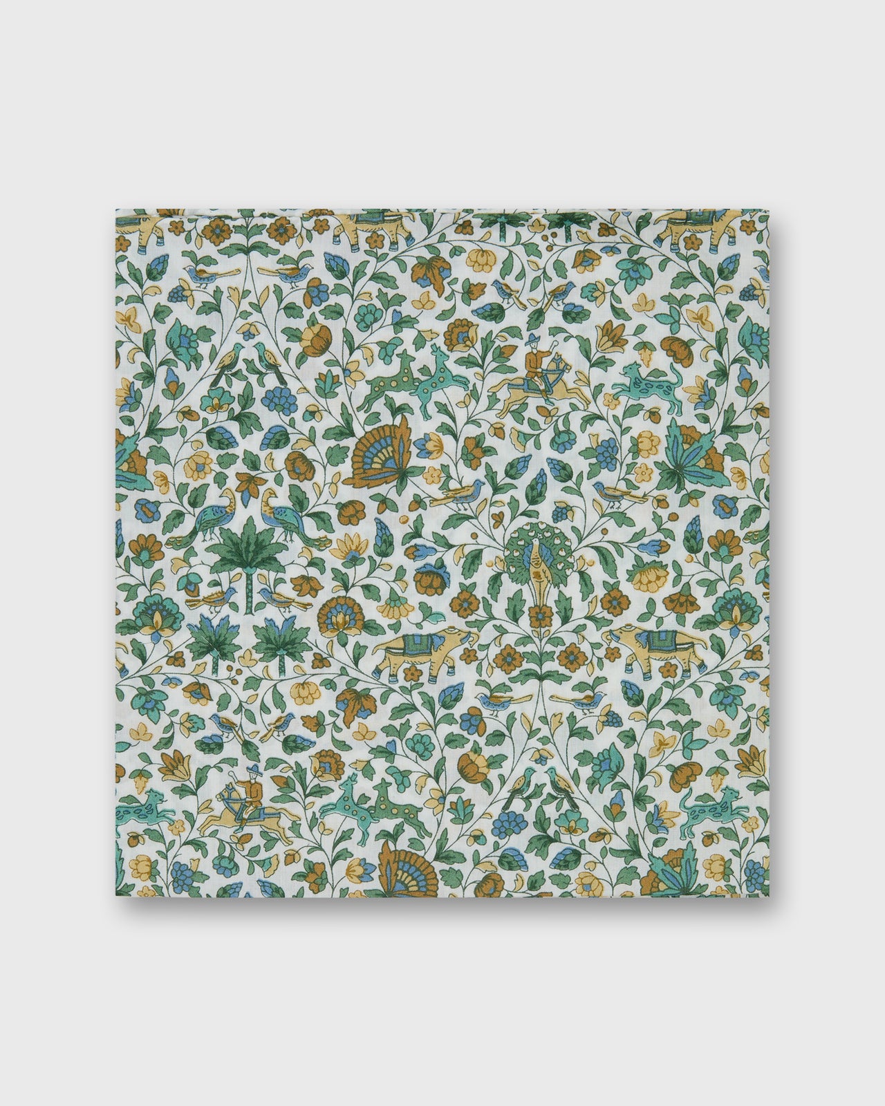 Cotton Print Pocket Square in Green Multi Imran Liberty Fabric