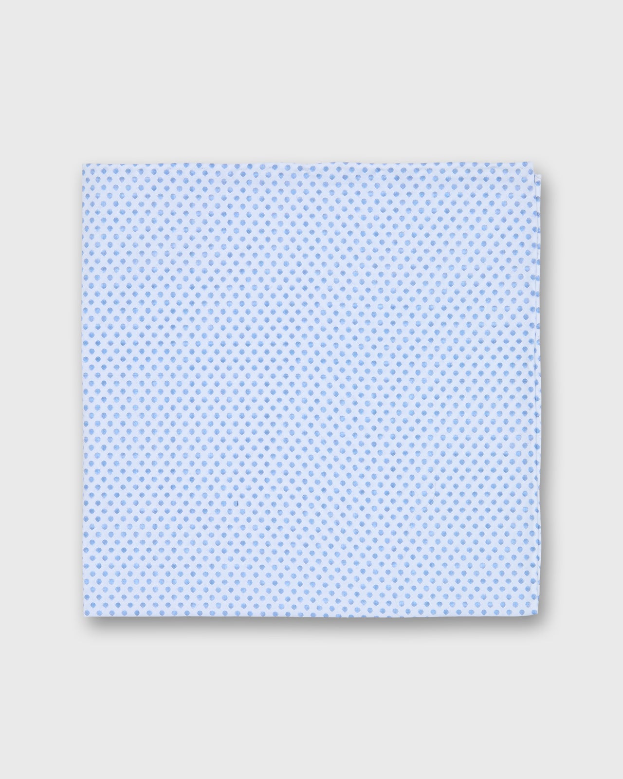 Hand-Rolled Cotton Print Pocket Square in Blue Dot