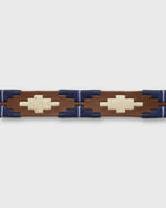 Load image into Gallery viewer, 1 1/8&quot; Polo Belt in Bone/Navy/Lavender Medium Brown Leather
