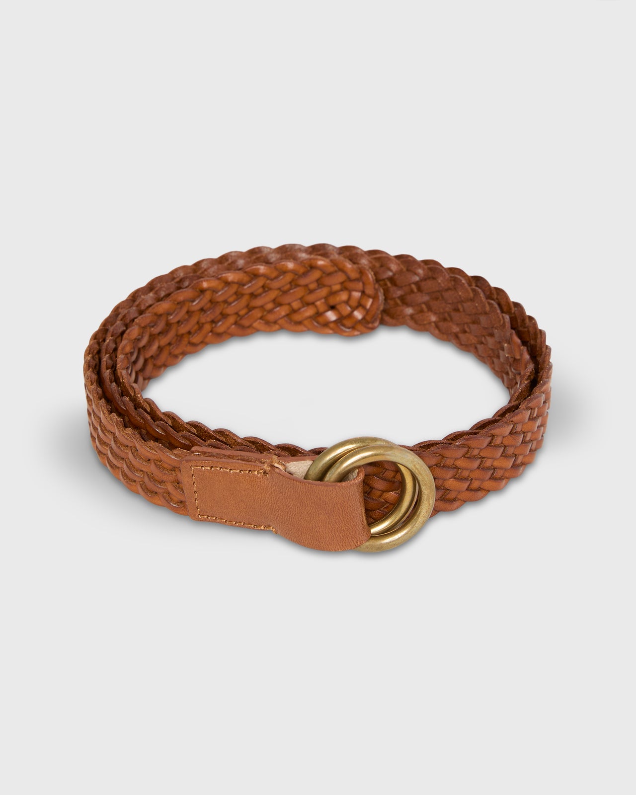 1" Woven O-Ring Belt in Tobacco Leather