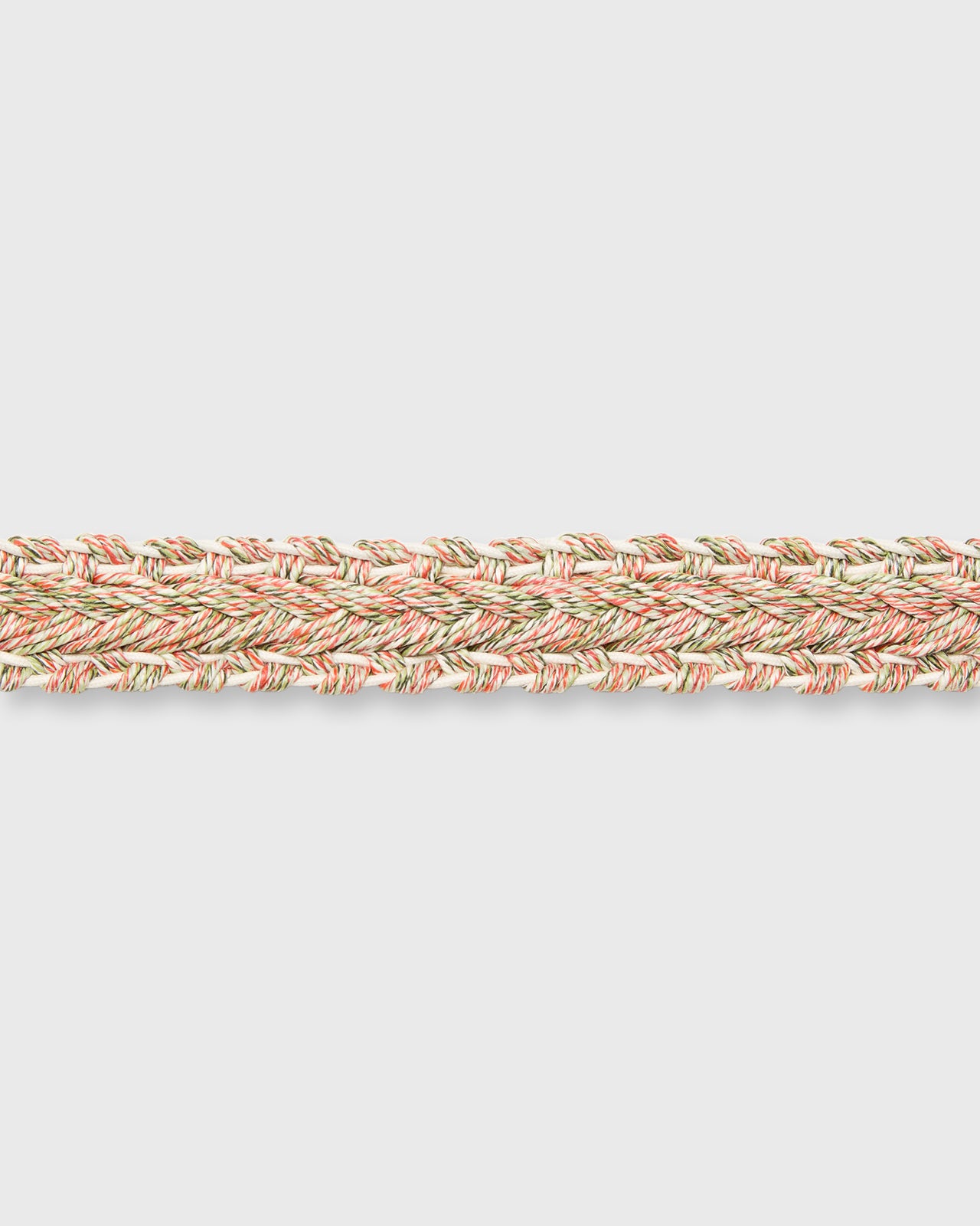 1" Woven Double O-Ring Belt in Orange/Green/Bone Cotton