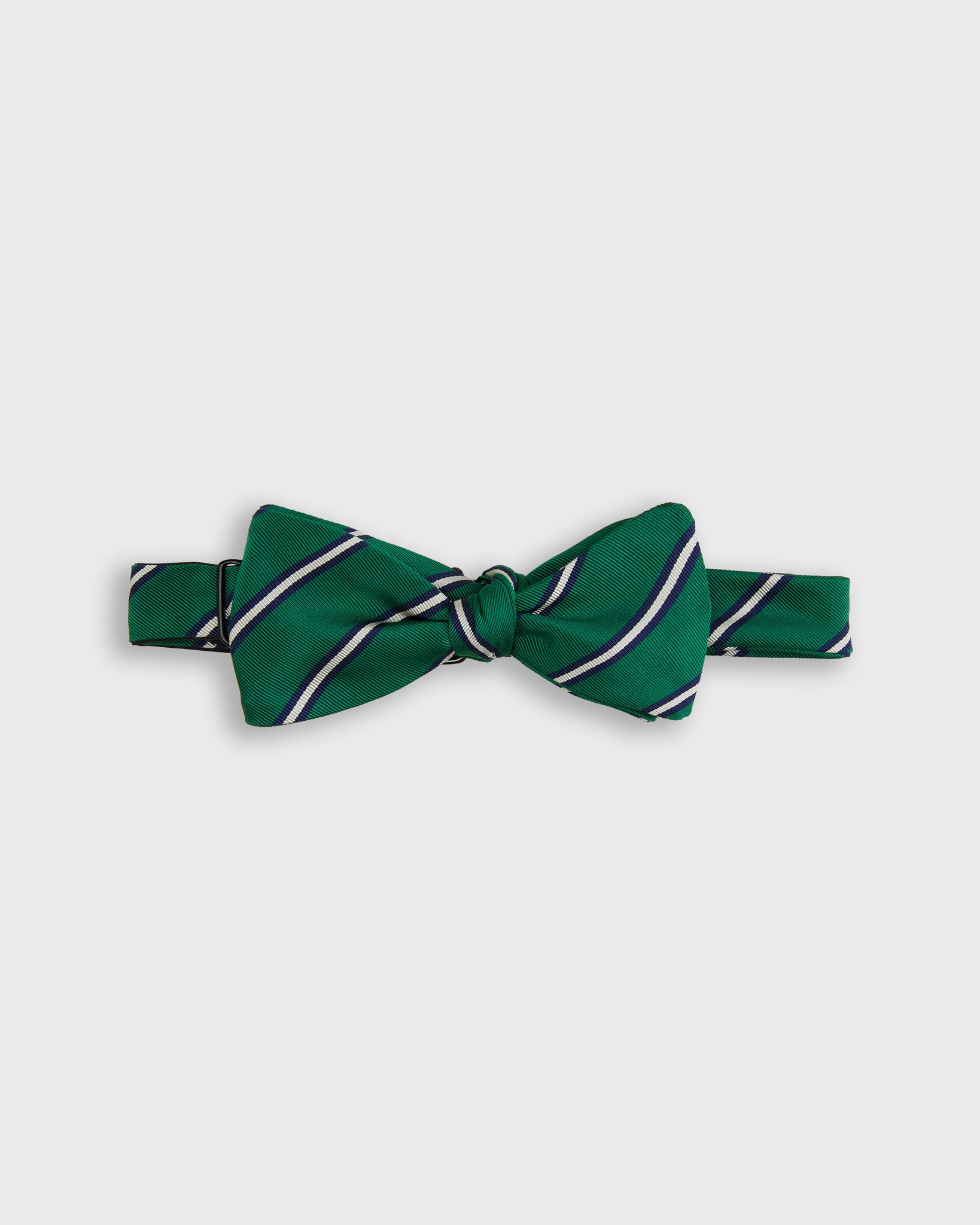 Silk Bow Tie in Forest/Navy Queens Stripe