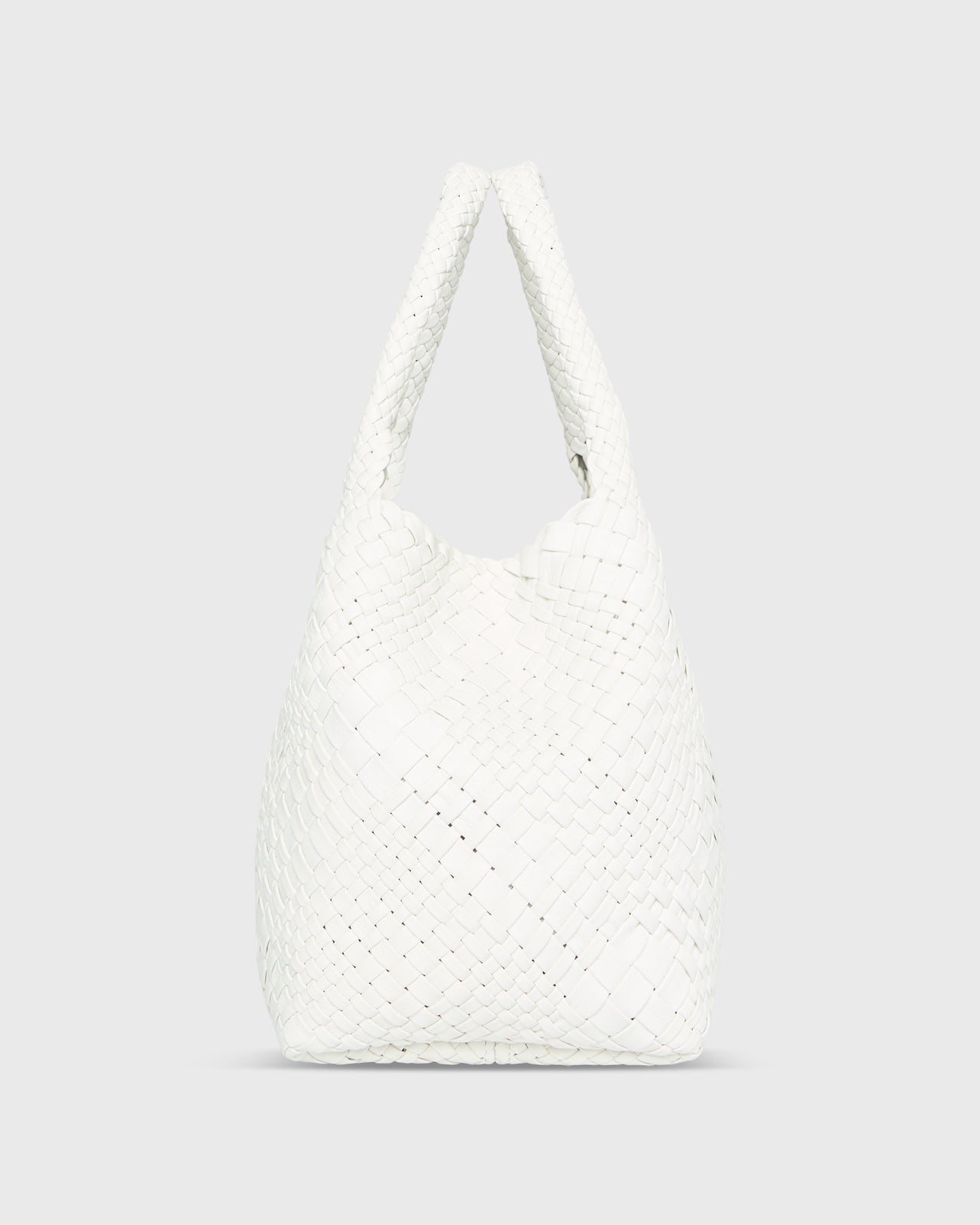 Small Mercato Handwoven Tote in Chalk Leather