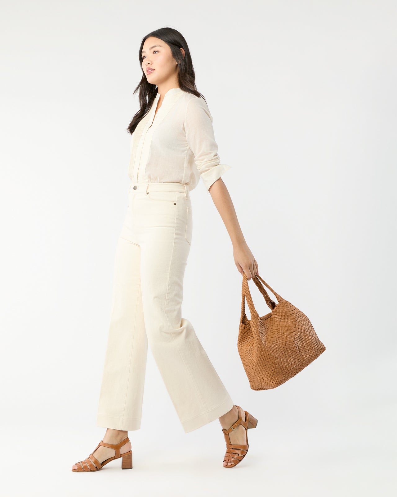 Mercato Handwoven Tote in Tobacco Leather