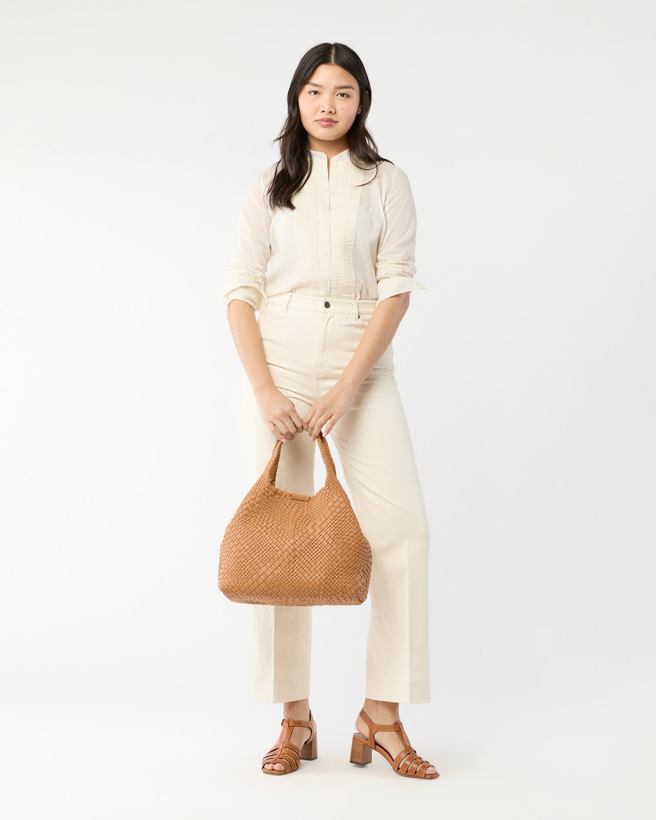 Mercato Handwoven Tote in Tobacco Leather