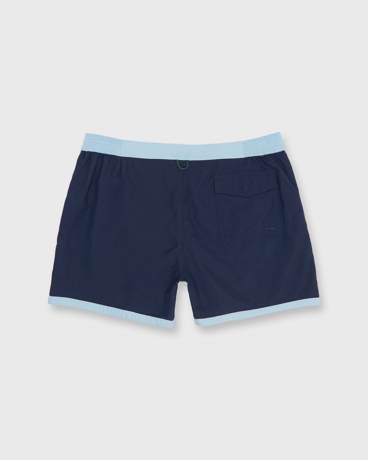 Zip-Front Standard Swim Short in Navy/Sky Nylon