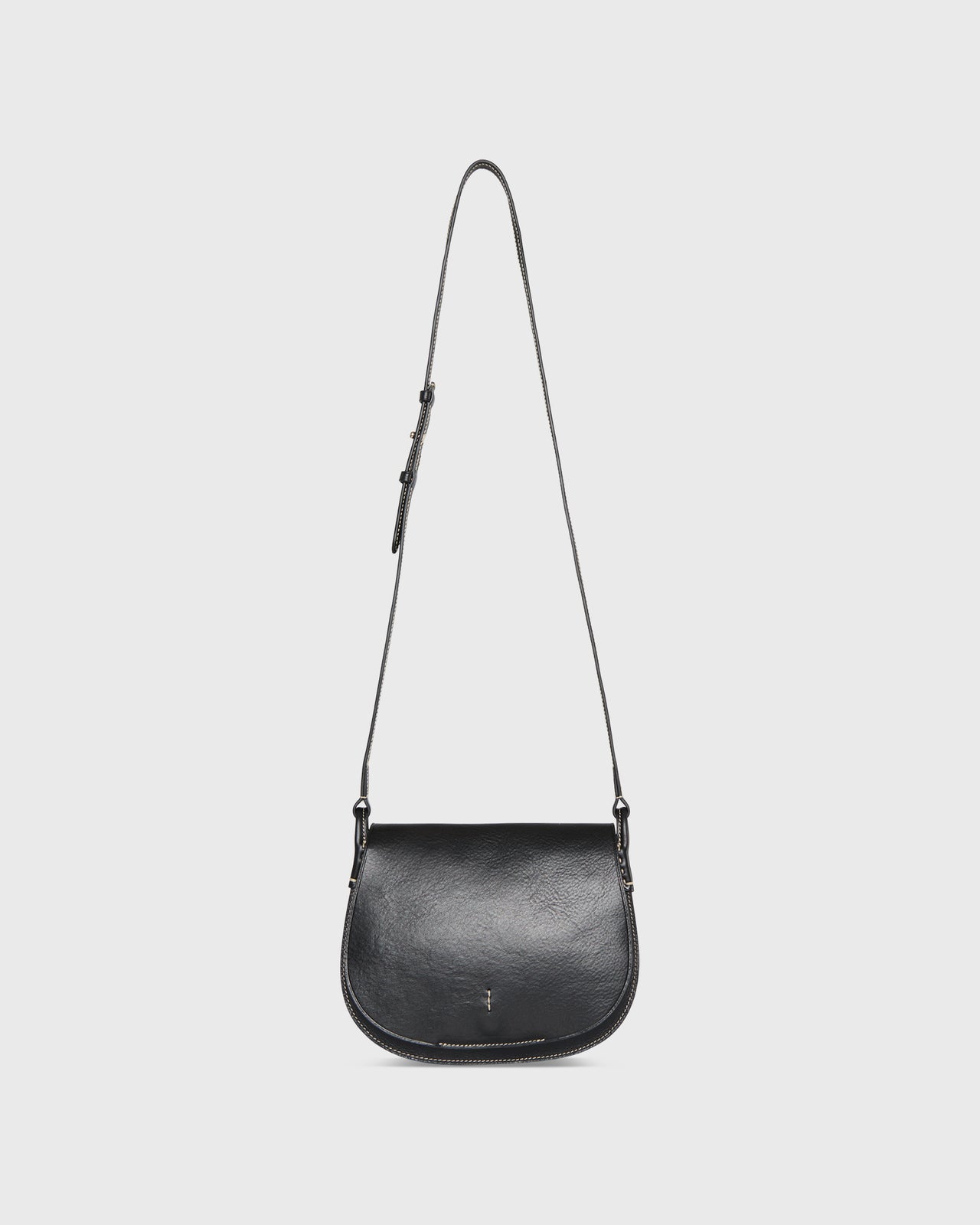 Medium Accordion Clara Crossbody Bag in Black Leather