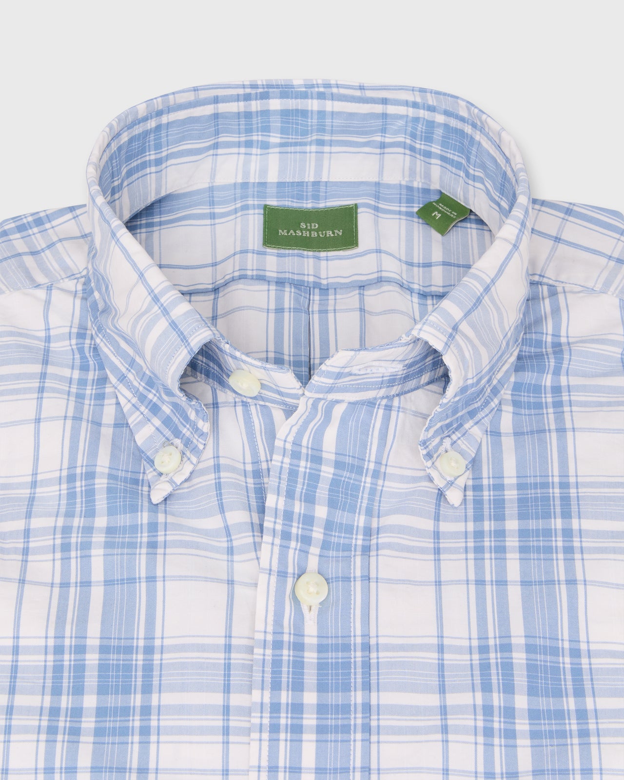 Button-Down Sport Shirt in Bone/Harbor Plaid Poplin