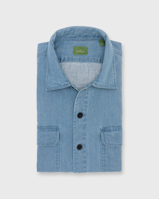 Luke Work Shirt in Light Washed Indigo Denim