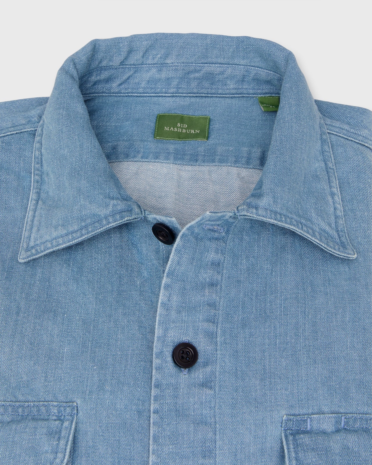 Luke Work Shirt in Light Washed Indigo Denim