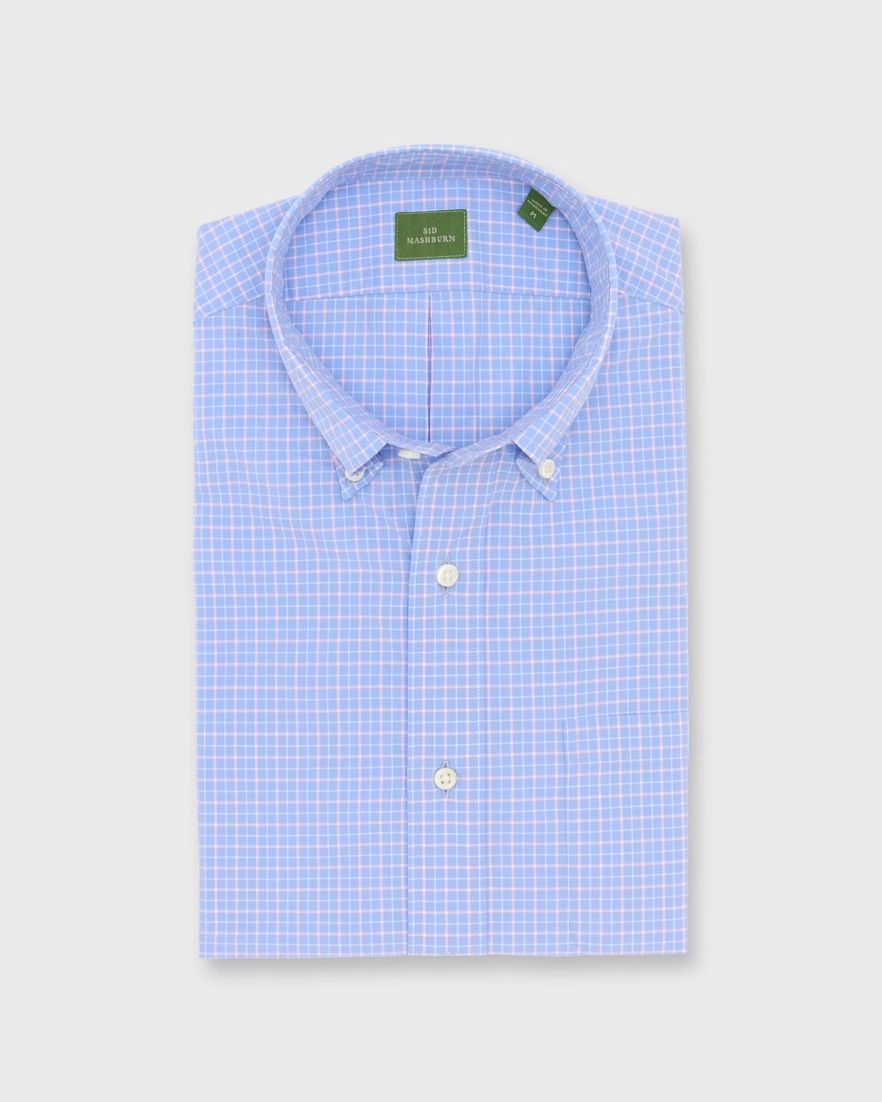 Button-Down Sport Shirt in Dutch/Pink/White Check Poplin