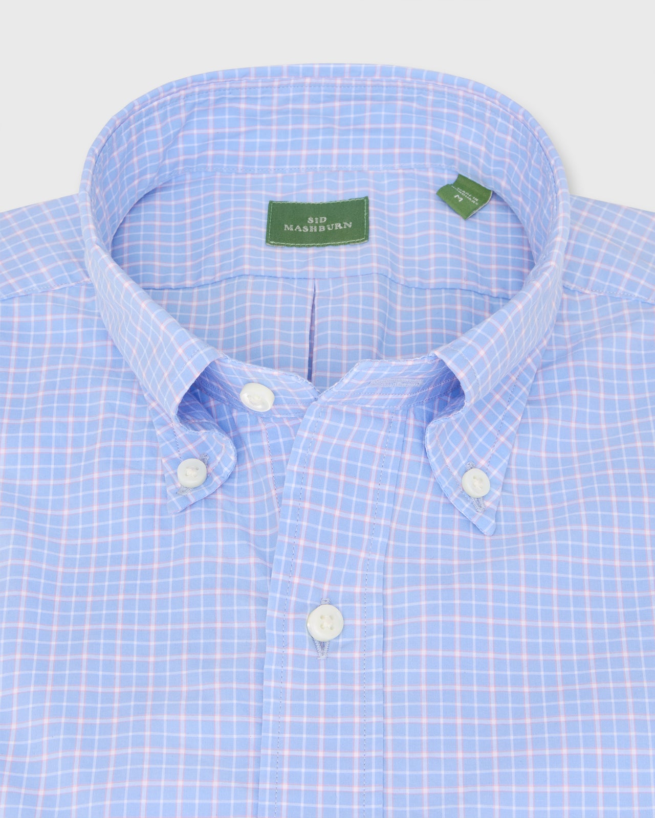 Button-Down Sport Shirt in Dutch/Pink/White Check Poplin