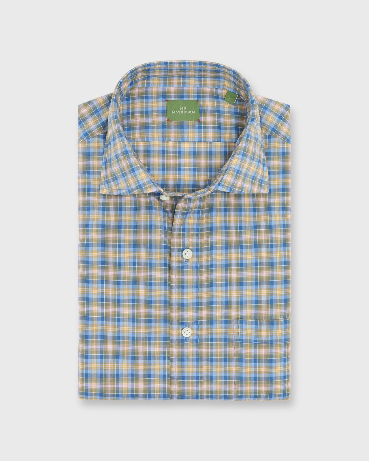 Otto Handmade Sport Shirt in Blue/Yellow/Pink Check Poplin