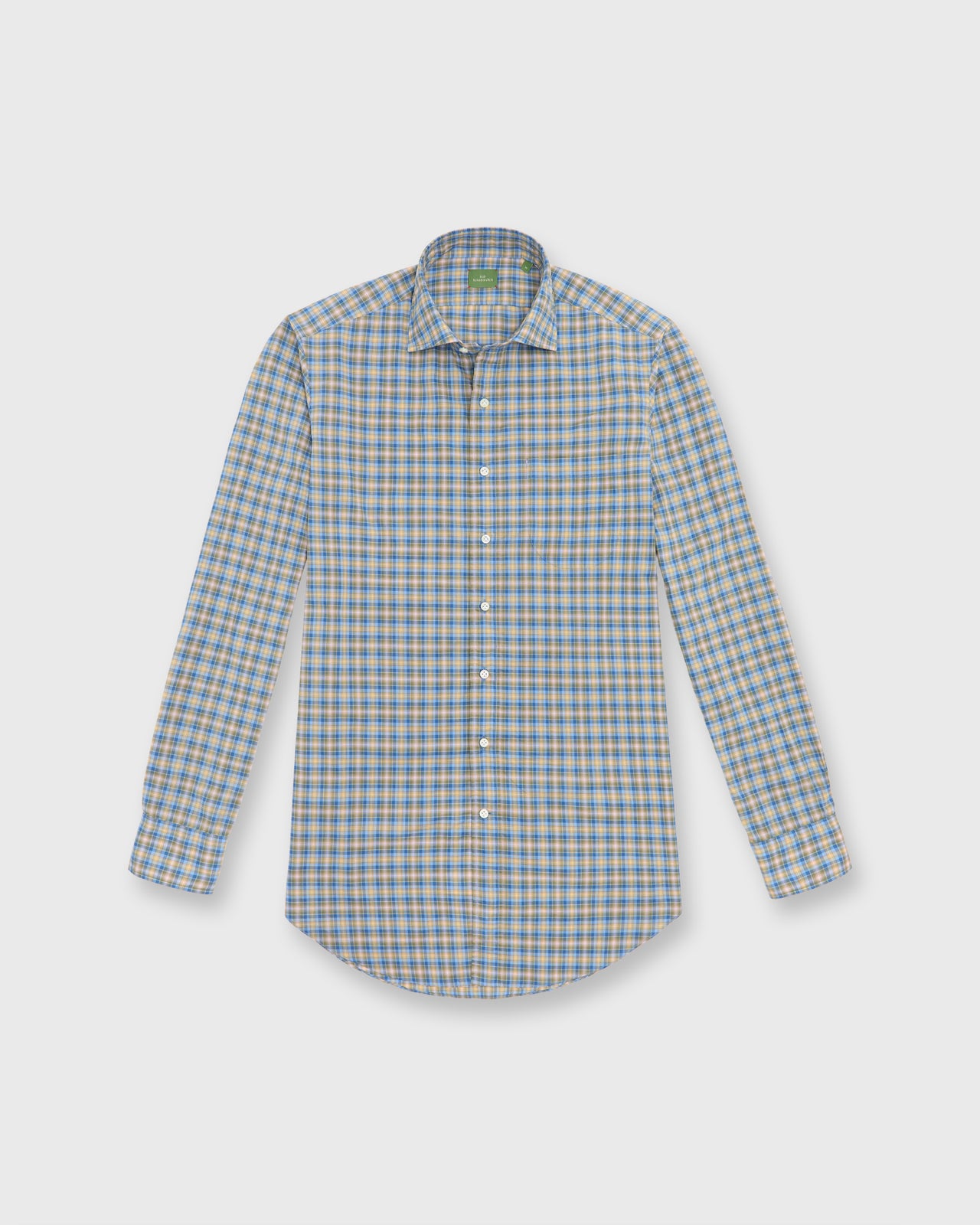Otto Handmade Sport Shirt in Blue/Yellow/Pink Check Poplin