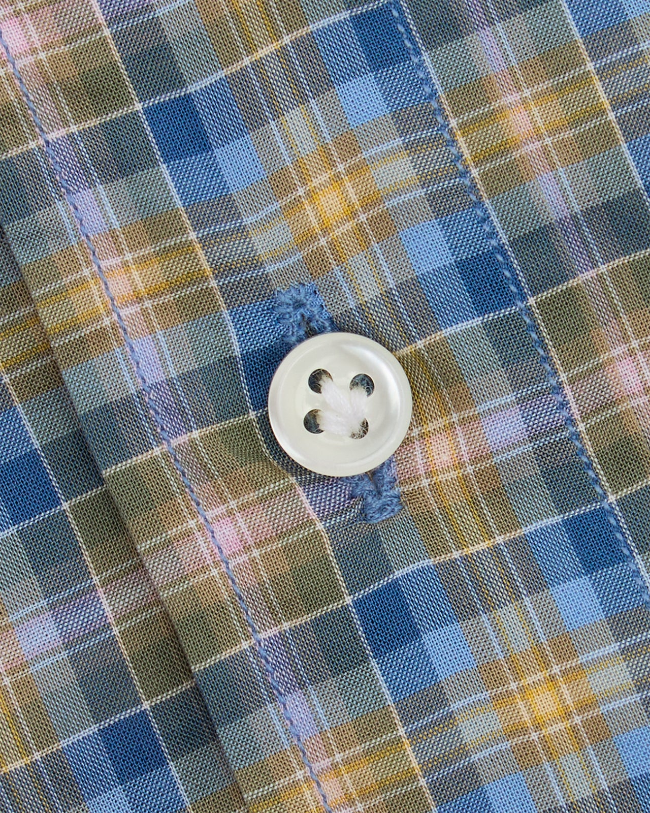 Otto Handmade Sport Shirt in Blue/Yellow/Pink Check Poplin