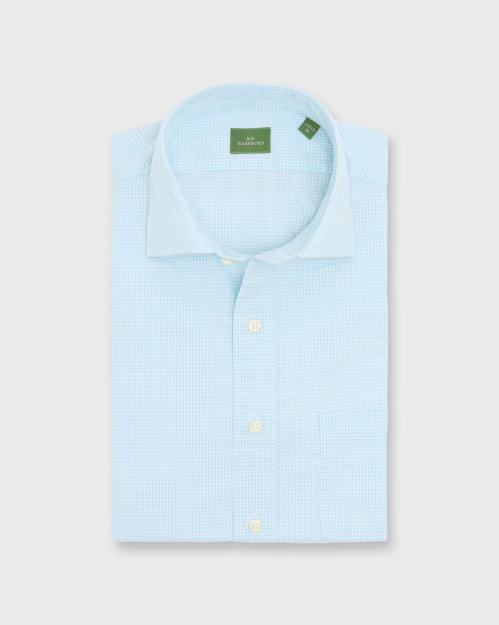 Spread Collar Sport Shirt in Seaglass Micro Gingham Poplin | Shop
