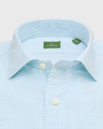 Load image into Gallery viewer, Spread Collar Sport Shirt in Seaglass Micro Gingham Poplin
