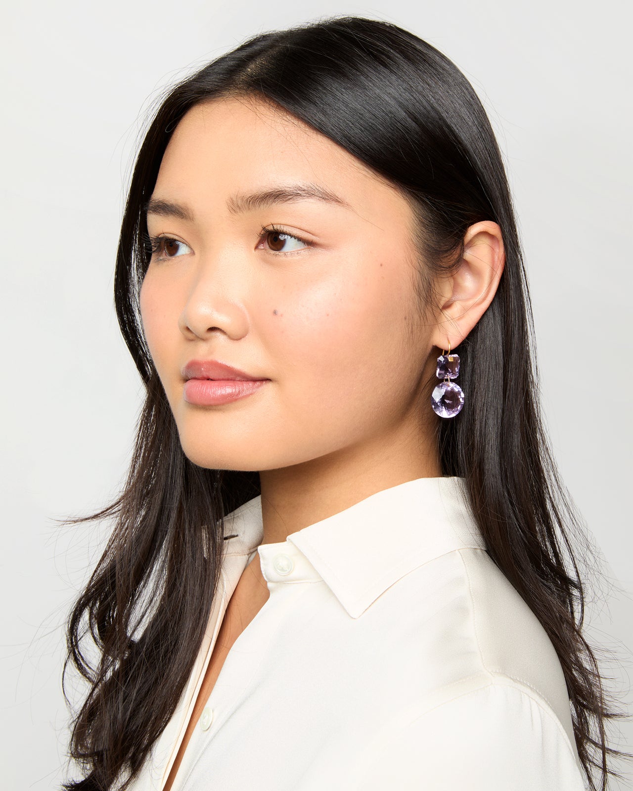 Square Incandescence Earrings in Amethyst