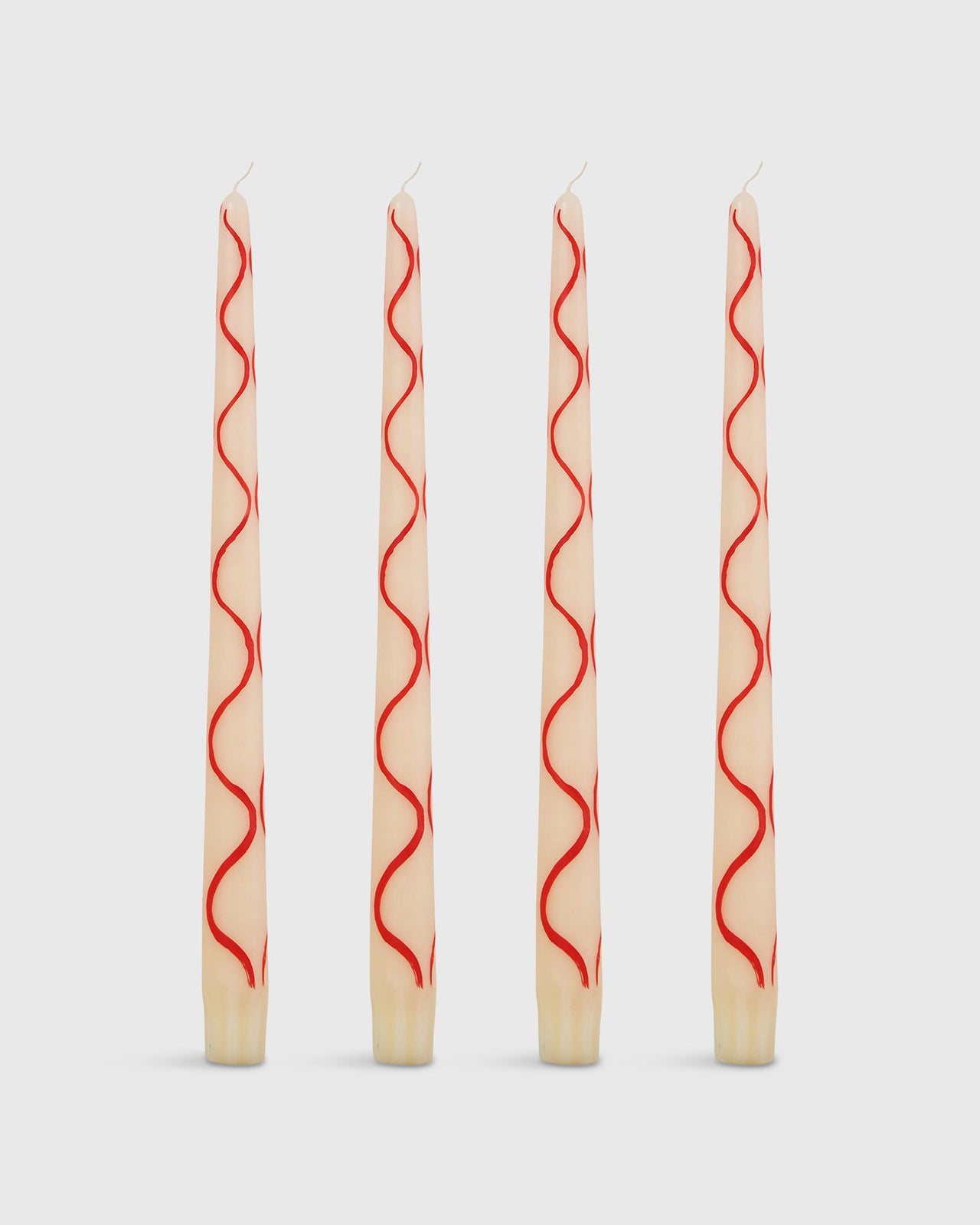 Hand-Painted Taper Candles (Set of 4) in Red